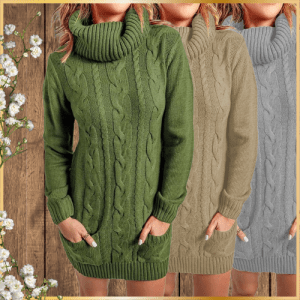 Knitted Dress Sweater Turtleneck