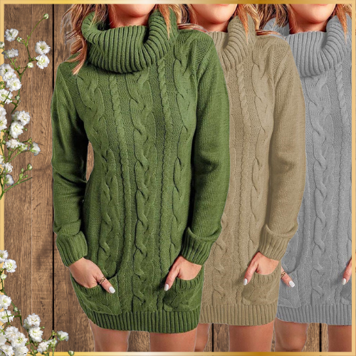 1 Knitted Dress Sweater Turtleneck