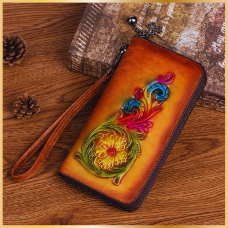 Vintage Embossed Leather Handbag Wallet