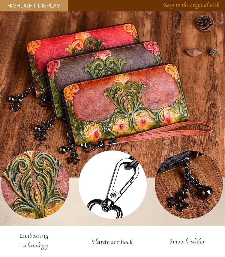 Genuine Leather Vintage Embossed Leather Wallet