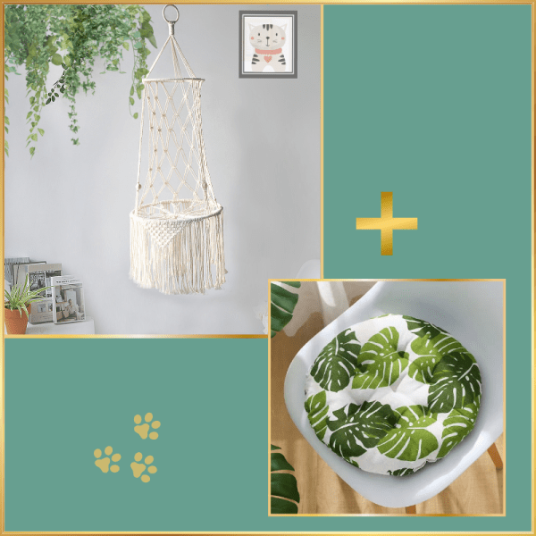 Cat Swing Hammock Macrame Handmade