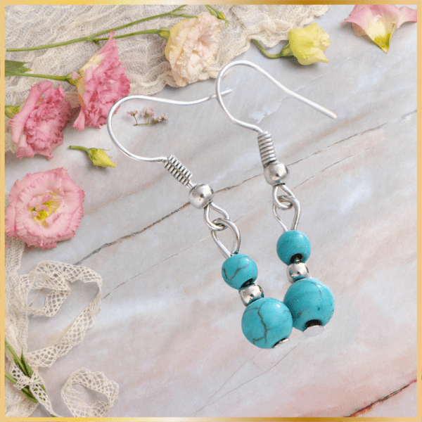 2 Round Turquoise Necklace and Earrings Set