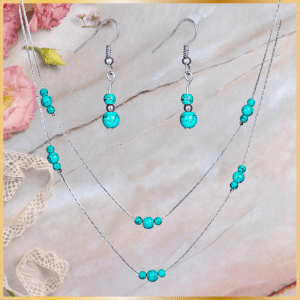 Round Turquoise Necklace and Earrings Set