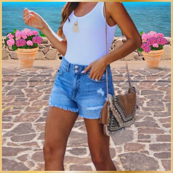 Untitled design - 2024-06-02T115301.260 Fringed Denim Shorts Stone Washed