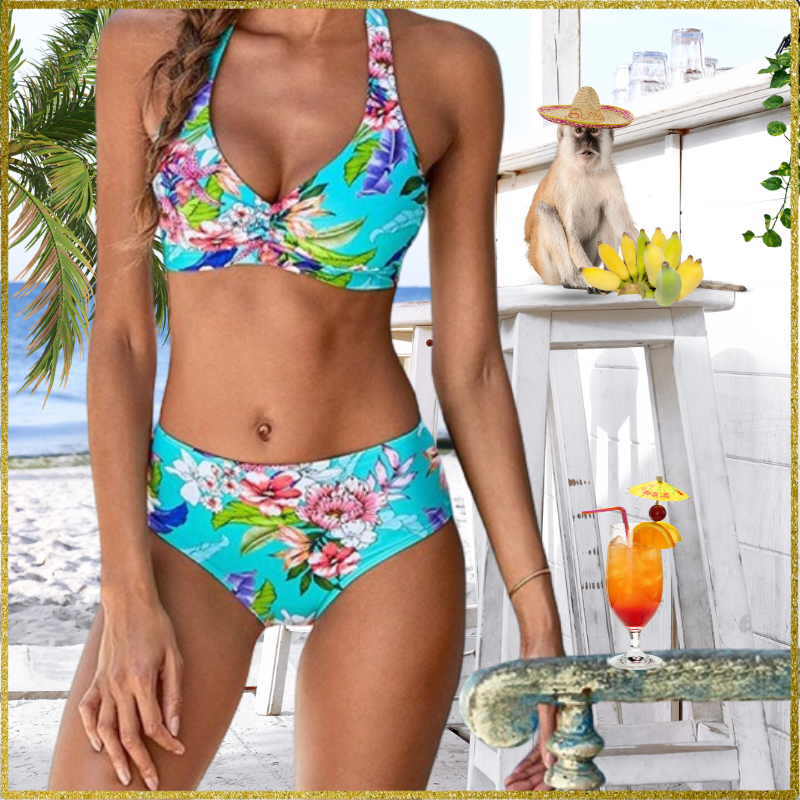Floral Halter Bandage Bikini