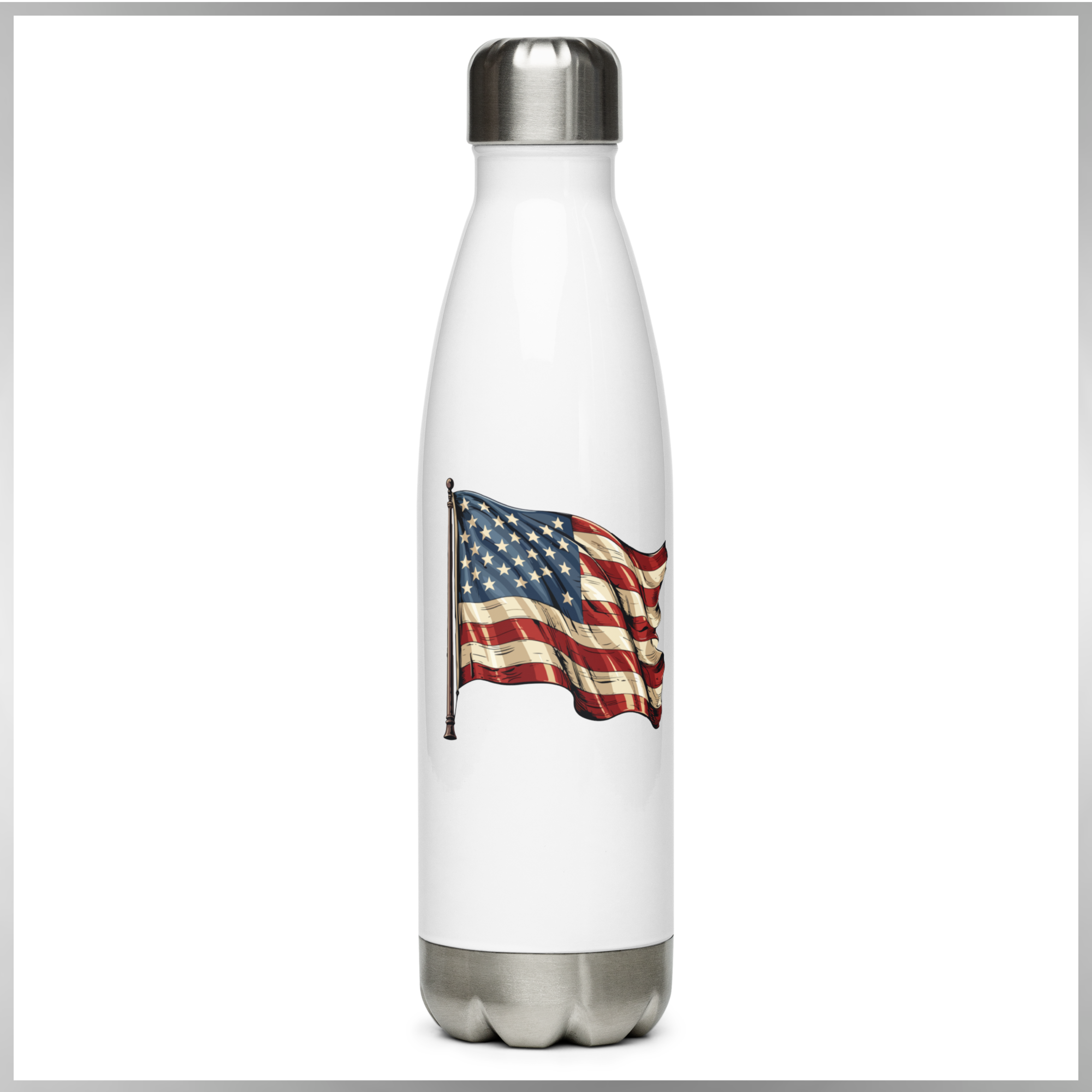 Stainless Steel Water Bottle - USA Flag