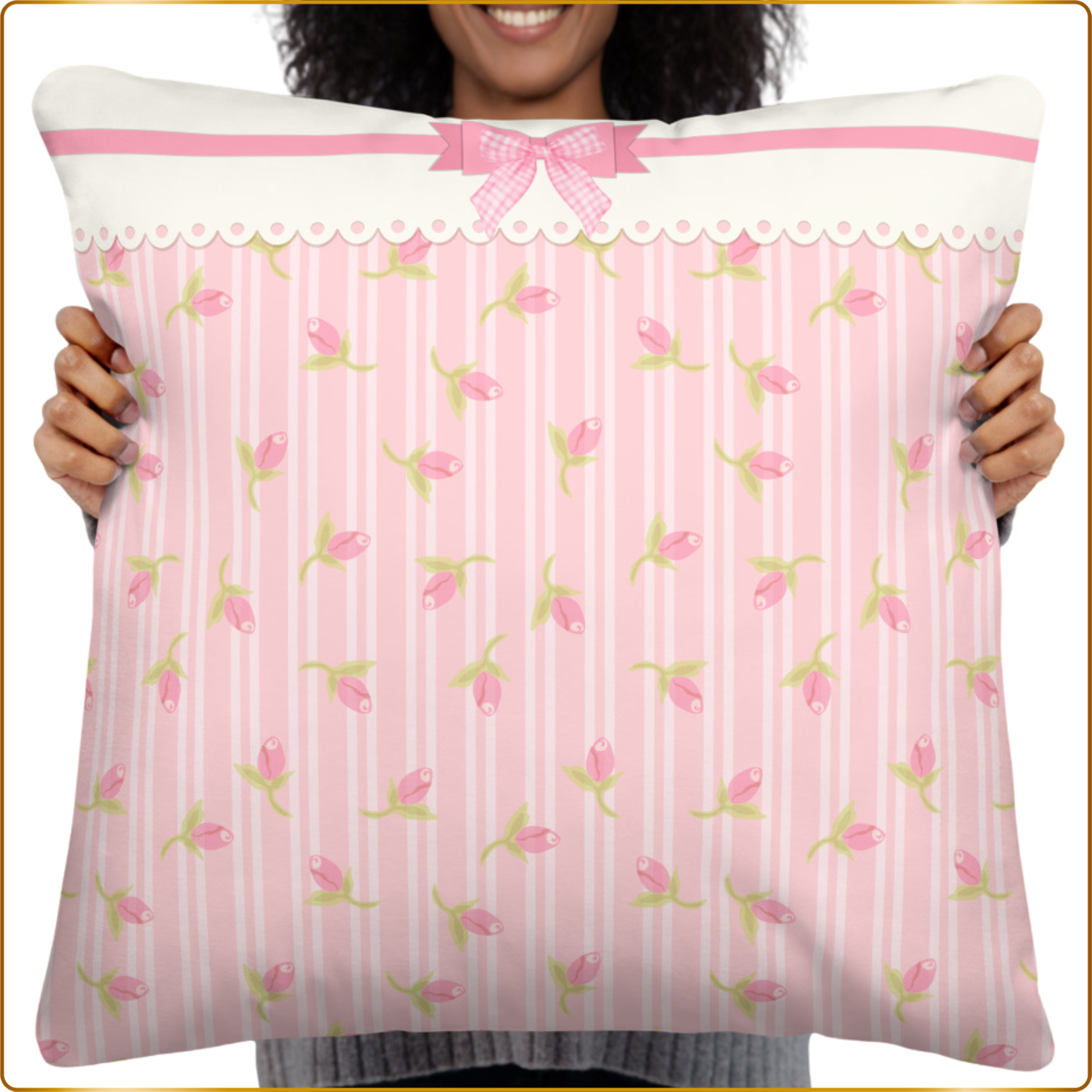 9 Basic Pillow - Pink Floral Print and Dots