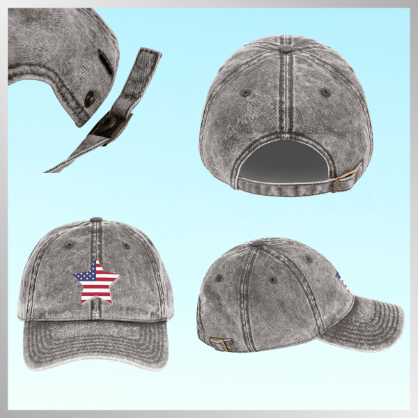 Vintage Cotton Twill Cap - USA Star